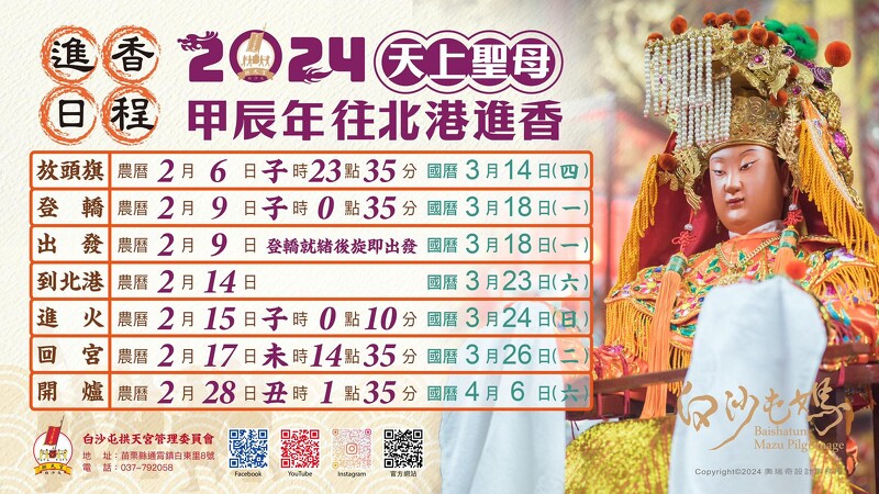 白沙屯媽祖18日起駕 進香教戰守則交通疏導公告