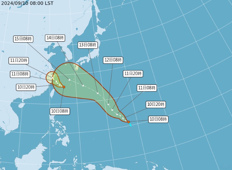 氣象署今(9/10)日發布颱風消息