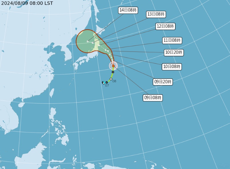 氣象署今(8/9)日發布颱風消息