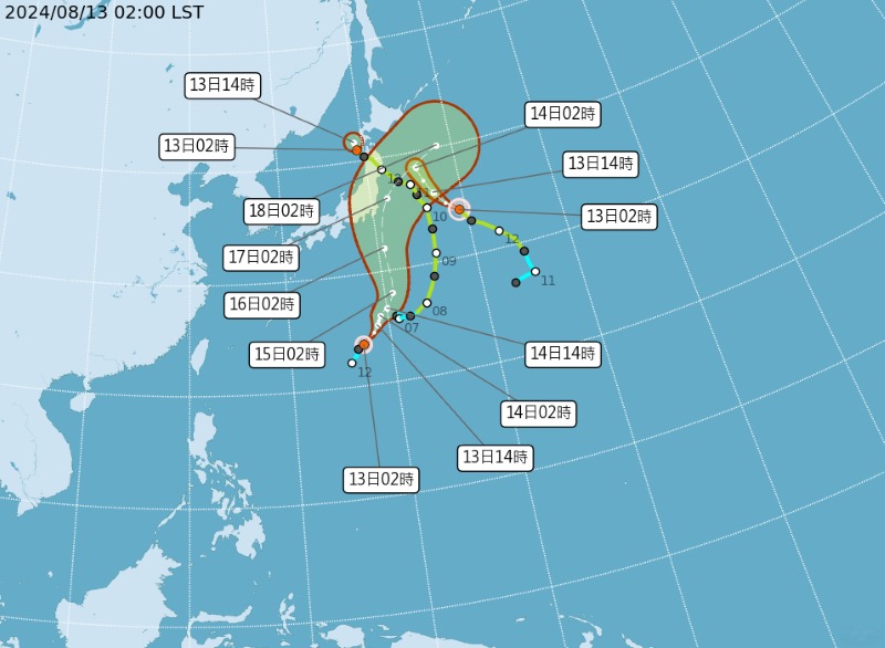 氣象署今(8/13)日發布颱風消息