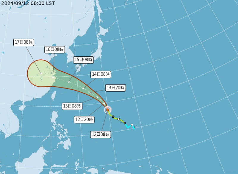 氣象署今(9/12)日發布颱風消息