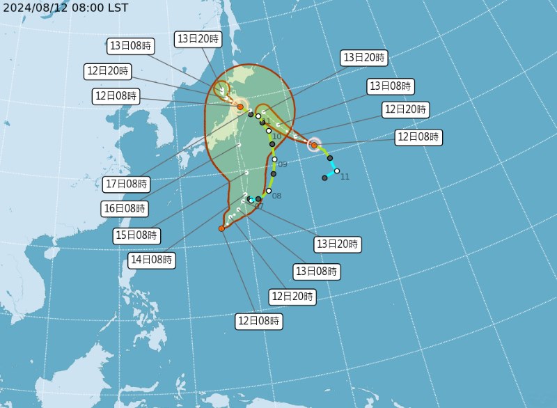 氣象署今(8/12)日發布颱風消息