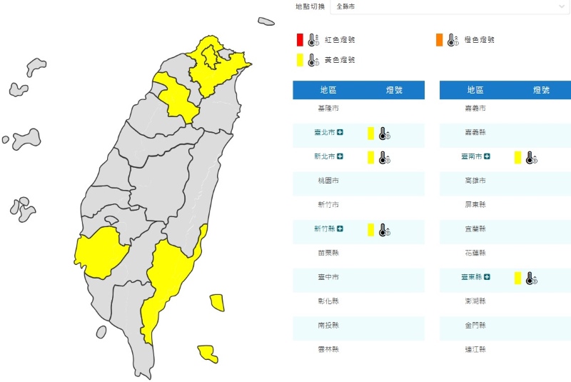 氣象署今(9/11)日發布高溫資訊