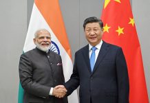 外界認為，習近平若缺席G20很可能是故意不給印度總理莫迪面子。圖為兩人2019年在巴西的會面。圖/取自新華社