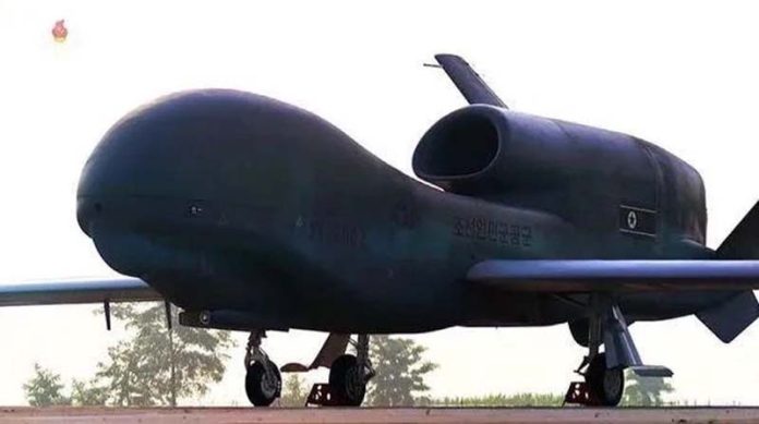 北韓電視台新聞中出現的無人偵察機。也是首次公開的「新星」-4無人機。圖／翻攝朝鮮日報