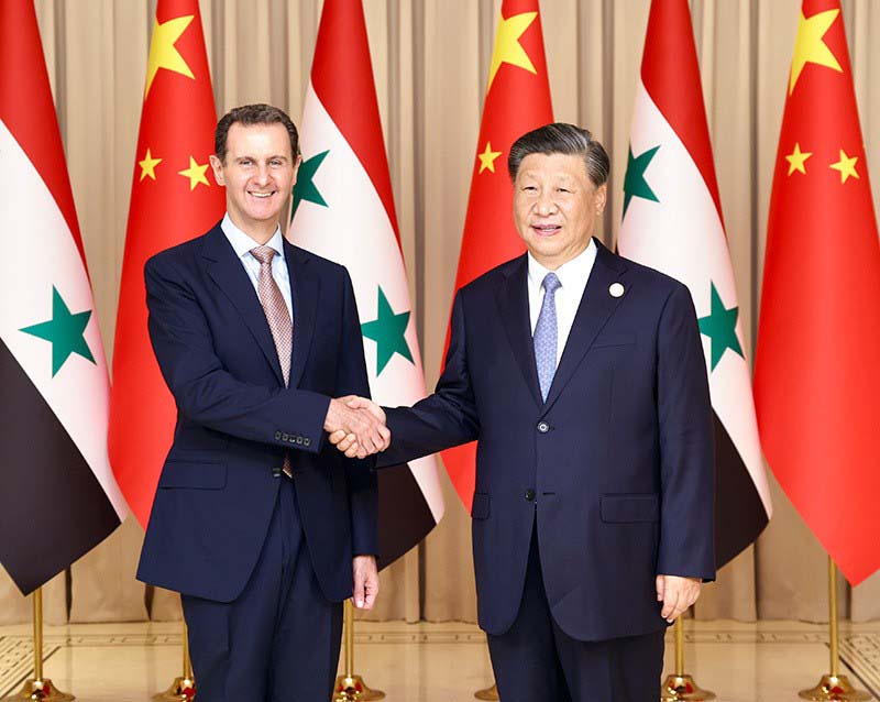 大陸國家主席習近平22日會見敘利亞總統巴沙爾。圖／新華網