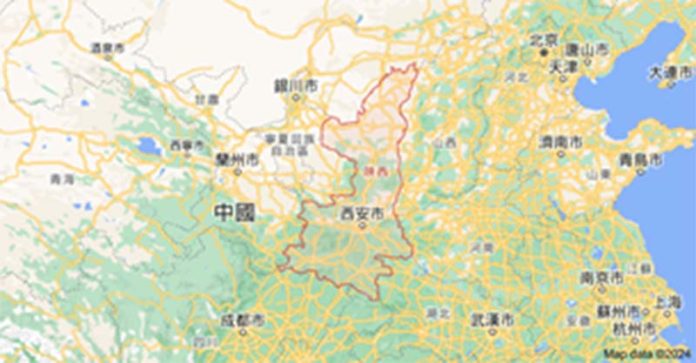 陝西省居中國地理版圖中心位置圖(取自網路)