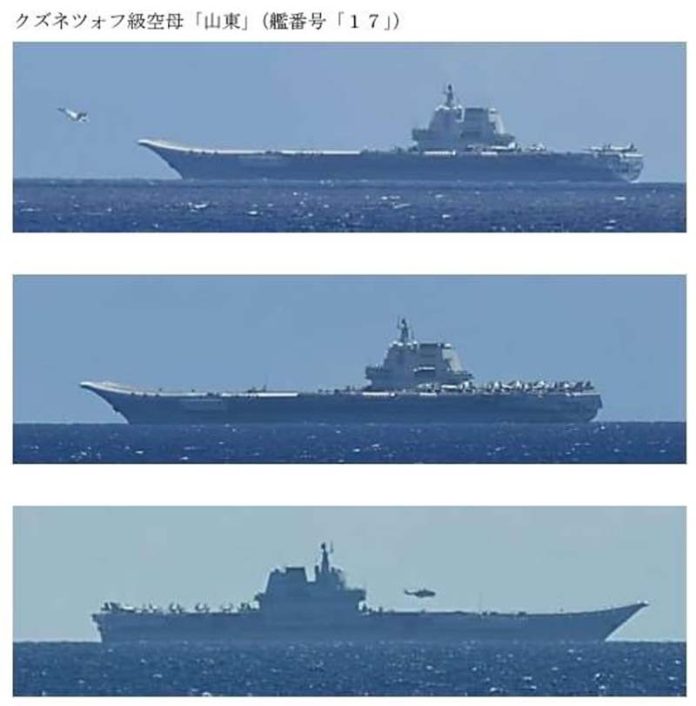 日方公布山東艦編隊現蹤宮古島東南海域 。