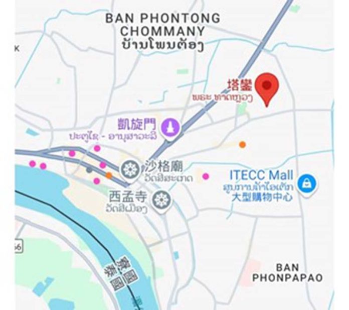 永珍塔鑾（ Pha That Luang）位置圖(google map)