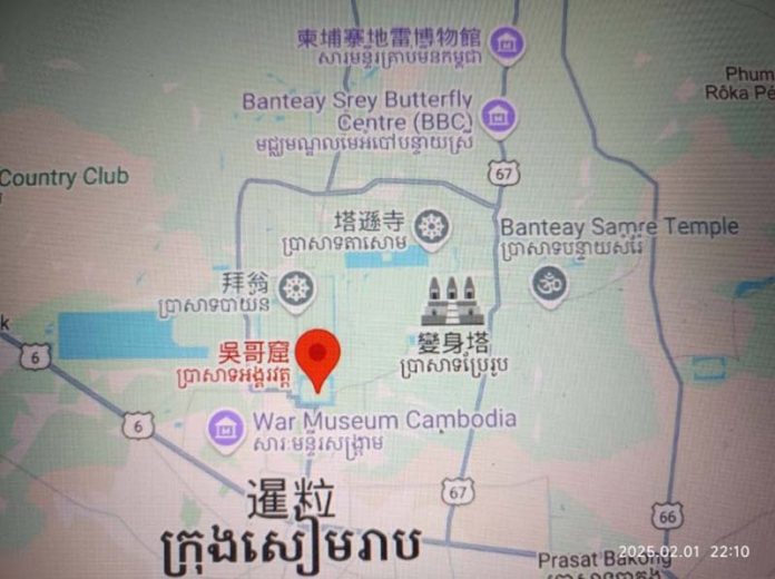 吳哥窟世界遺產位置圖/Google Map